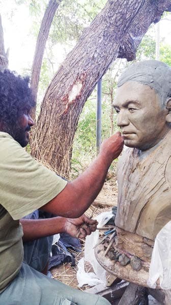 Bronze bust portrait of Dr. D. R. Wijewardene in the Lake House lobby