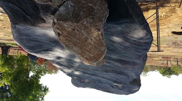 Fabricated massive boulders and water trough structure inside elephant enclosure