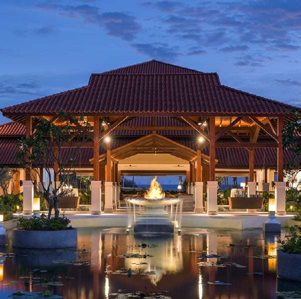 Open-air resort amphitheatre constructed from local stone and turf tiers